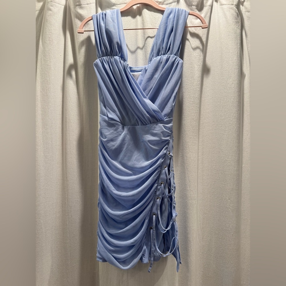 ASOS Light Blue Ruched Sleeveless Dress